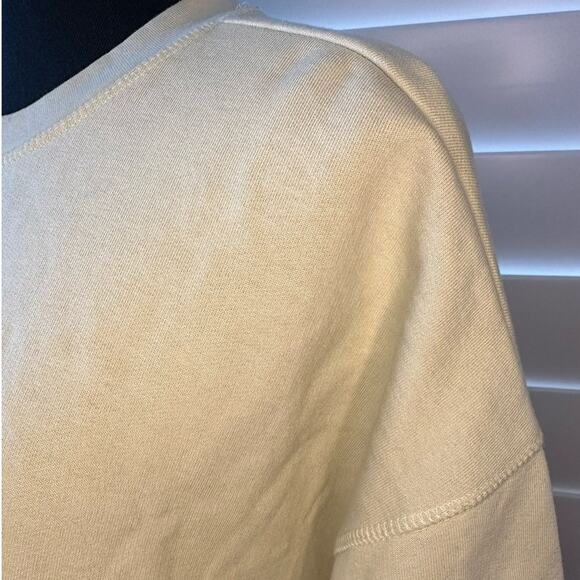 WeWoreWhat Cropped Crewneck Activewear Sweatshirt Raw Hem Zwy Hay Yellow Size L - Picture 4 of 11